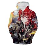 Genshin Impact Hoodies - Diluc 3D Game Pullover Hoodie