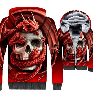 Ghost Rider Jackets - Ghost Rider Series Flame Dragon Skull Super Cool 3D Fleece Jacket