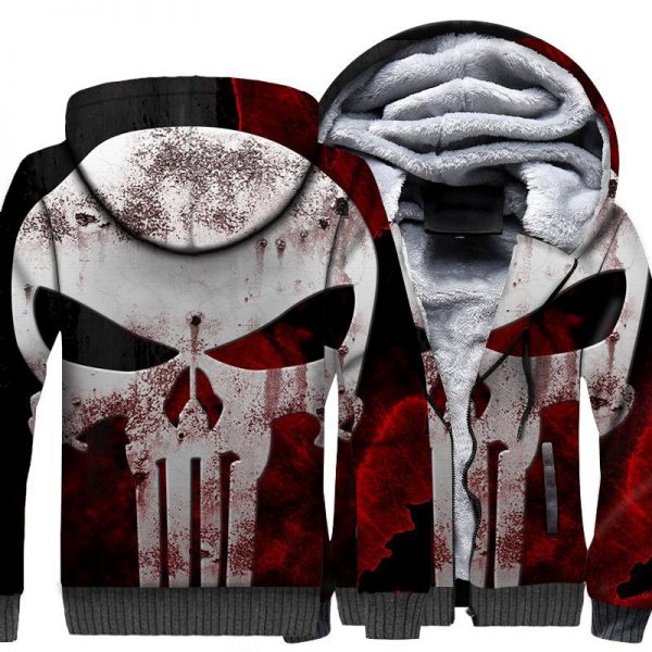 Ghost Rider Jackets - Ghost Rider Series Ghost Rider Skull Sign Super Cool Black and Red 3D Fleece Jacket