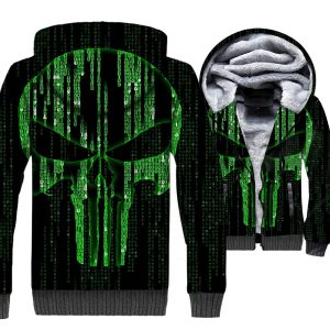 Ghost Rider Jackets - Ghost Rider Series Punisher Skull Super Cool Green 3D Fleece Jacket