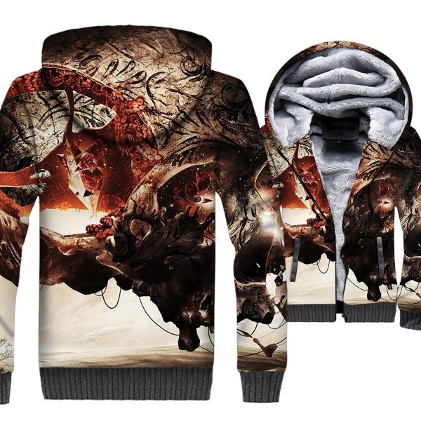 Ghost Rider Jackets - Ghost Rider Series Skull Icon Sign Super Cool 3D Fleece Jacket