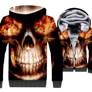 Ghost Rider Jackets - Ghost Rider Series Terror Flame Skull Super Cool 3D Fleece Jacket