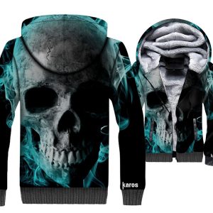 Ghost Rider Jackets - Ghost Rider Skull Series Blue Flame Skull Super Cool Terror 3D Fleece Jacket