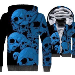 Ghost Rider Jackets - Ghost Rider Skull Series Blue Skull Super Cool Terror 3D Fleece Jacket