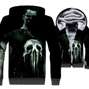 Ghost Rider Jackets - Ghost Rider Skull Series Demon Warrior Skull Super Cool 3D Fleece Jacket