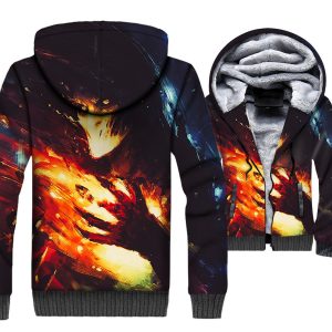 Ghost Rider Jackets - Ghost Rider Skull Series Flame Demon Skull Super Cool 3D Fleece Jacket