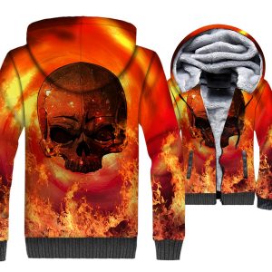 Ghost Rider Jackets - Ghost Rider Skull Series Flame Skull Icon Terror Super Cool 3D Fleece Jacket