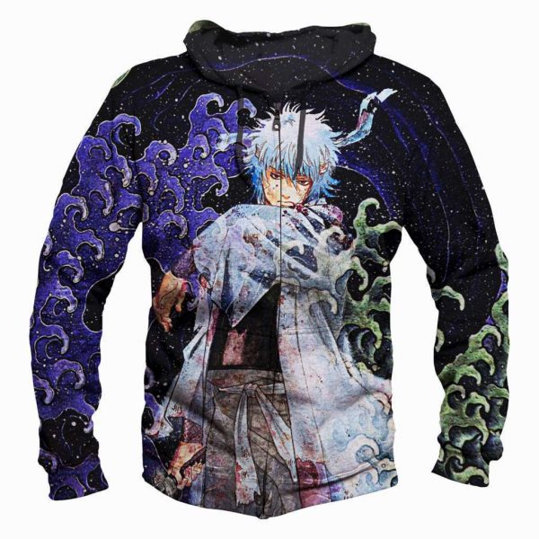 Gintama Putian Silver Hoodies - Pullover Grip Black  Hoodie