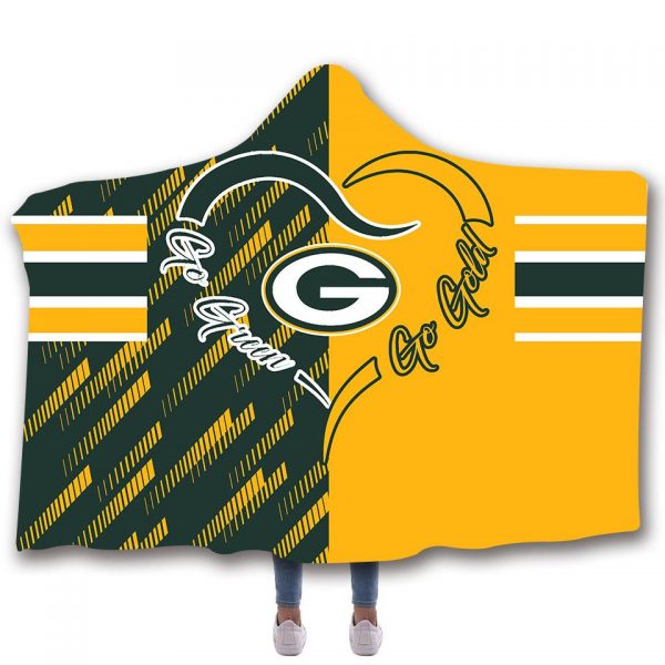 Green Bay Packers Hooded Blankets - Green Bay Packers Series Yellow Fleece Hooded Blanket