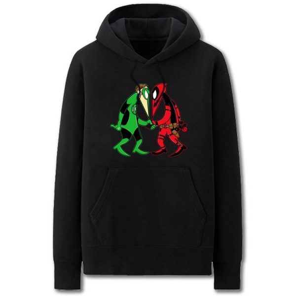 Green Lantern and Deadpool Hoodies - Solid Color Funny Green Lantern and Deadpool Cartoon Style Fleece Hoodie