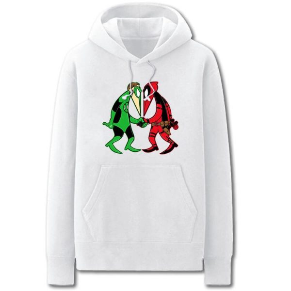 Green Lantern and Deadpool Hoodies - Solid Color Funny Green Lantern and Deadpool Cartoon Style Fleece Hoodie