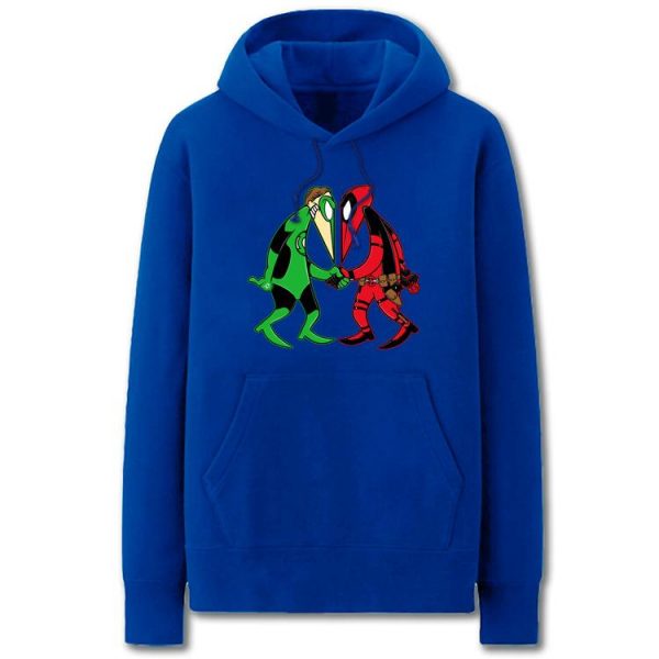 Green Lantern and Deadpool Hoodies - Solid Color Funny Green Lantern and Deadpool Cartoon Style Fleece Hoodie