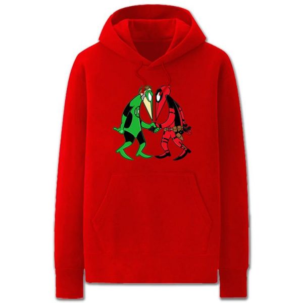 Green Lantern and Deadpool Hoodies - Solid Color Funny Green Lantern and Deadpool Cartoon Style Fleece Hoodie