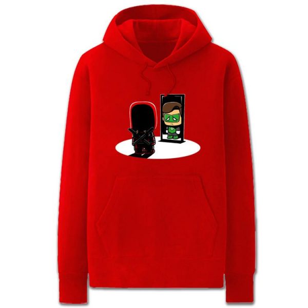 Green Lantern and Deadpool Hoodies - Solid Color Green Lantern and Deadpool Cartoon Style Fleece Hoodie