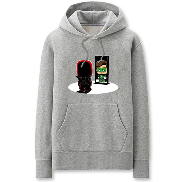 Green Lantern and Deadpool Hoodies - Solid Color Green Lantern and Deadpool Cartoon Style Fleece Hoodie