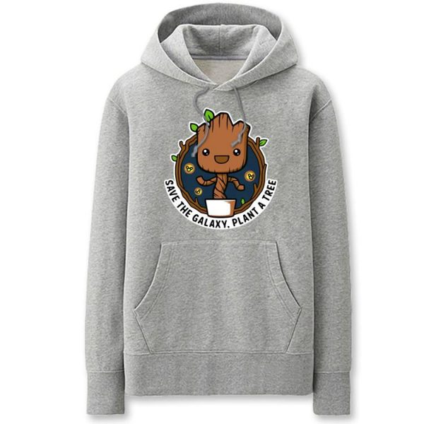 Guardians of the Galaxy Hoodies - Solid Color Groot Cartoon Style Super Cute Fleece Hoodie