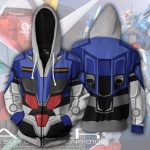 Gundam 00 Raiser Hoodies - Zip Up Mobile Suit Blue Cosplay Hoodie