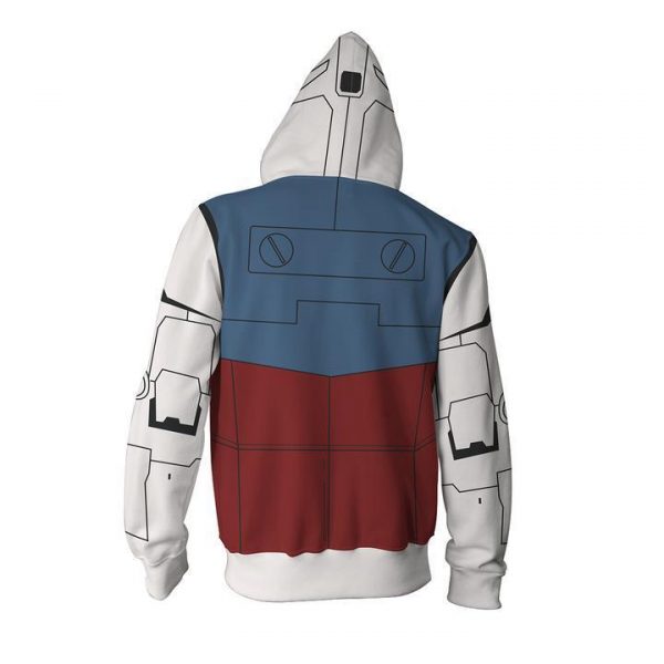 Gundam Mobile Suit Hoodies - Gundam White Zip Up Hoodie