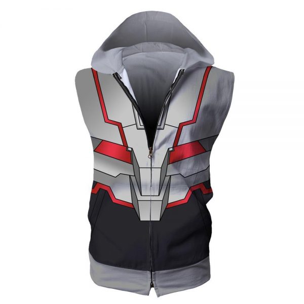 Gundam Mobile Suit  Hoodies - Zip Up Unicorn Gundam Grey Hoodie