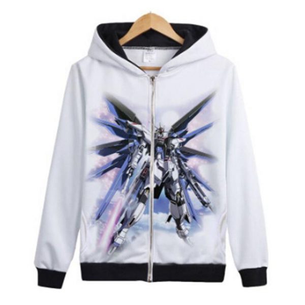 Gundam Warrior collection Hoodies - Zip Up Pure White Hoodie