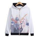 Gundam Warrior collection Hoodies - Zip Up Pure White Hoodie