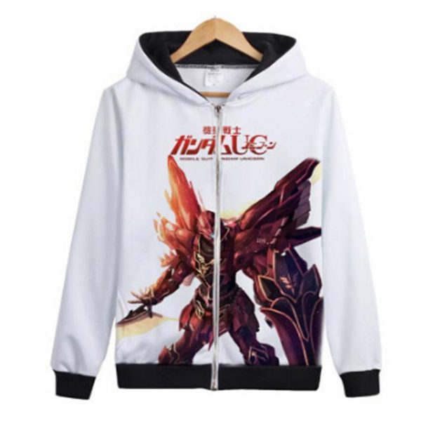 Gundam Warrior collection Hoodies - Zip Up Pure White Hoodie