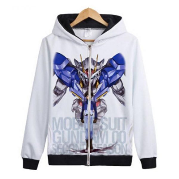 Gundam Warrior collection Hoodies - Zip Up Pure White Hoodie