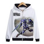 Gundam Warrior collection Hoodies - Zip Up Pure White Hoodie