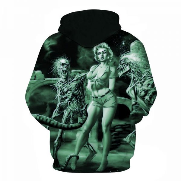 Halloween Devil 3D Printed Skulls and Beauties Hoodie