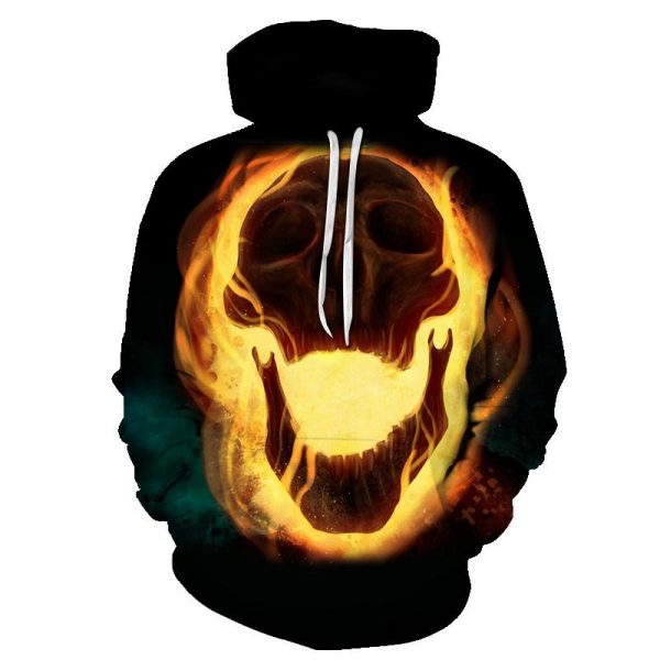 Halloween Devil Burning FireworksSkull 3D Printed Hoodie