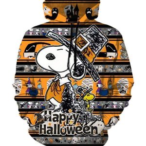 Happy Halloween Snoopy Hoodies - Pullover Yellow Hoodie