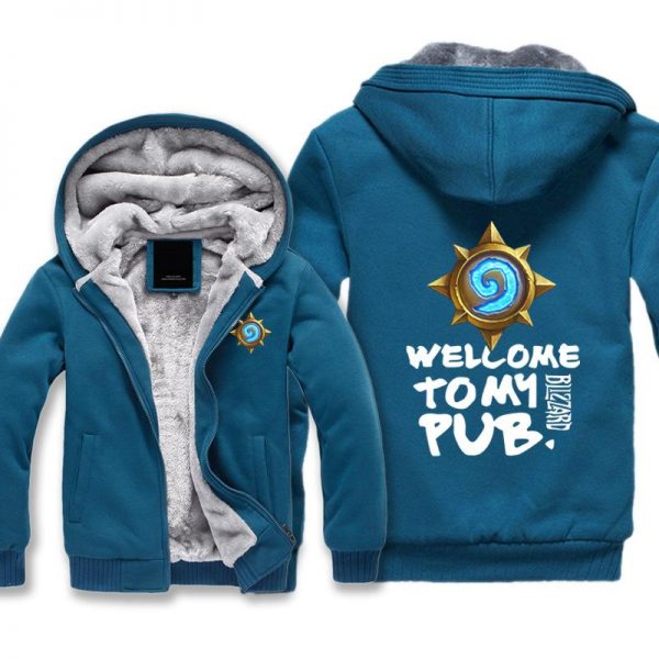 Hearthstone Jackets - Solid Color Hearthstone PUB Blue Logo Super Cool Fleece Jacket