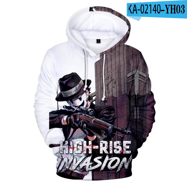 High-Rise Invasion Hooded Sweatshirt - 3D Printed School Hoodies