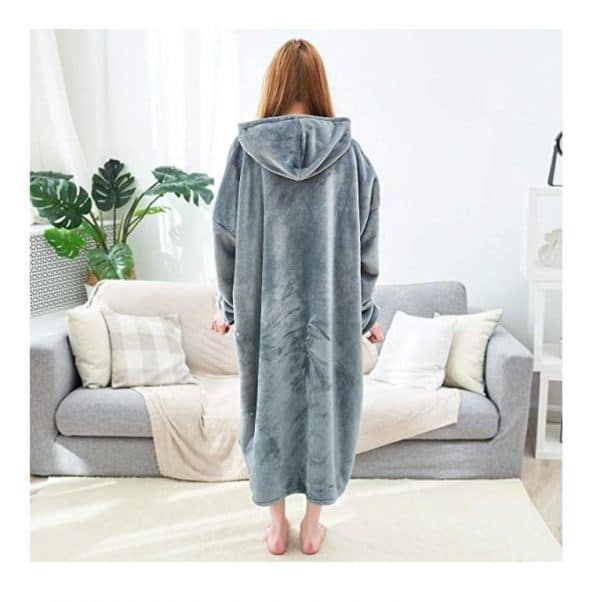 His-and-Hers Sleeves-Cute Long Flannel Plush Wearable Hooded Blanket