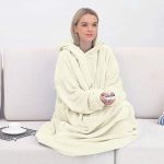 His-and-Hers Sleeves-Cute Long Flannel Plush Wearable Hooded Blanket