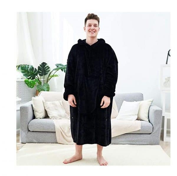 His-and-Hers Sleeves-Cute Long Flannel Plush Wearable Hooded Blanket