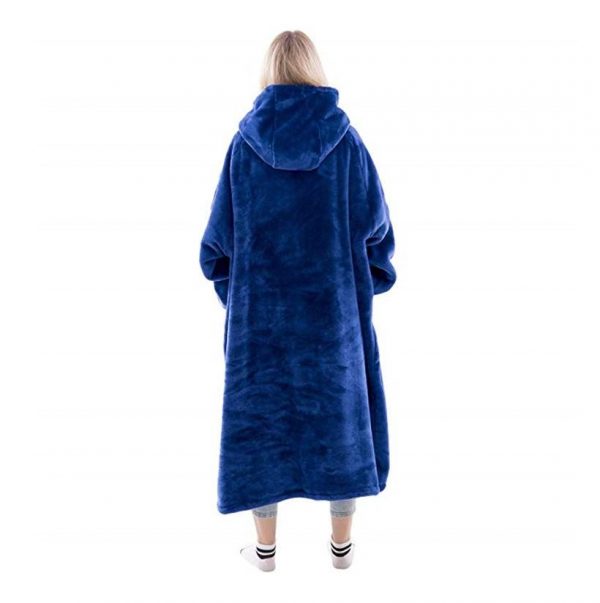 His-and-Hers Sleeves-Cute Long Flannel Plush Wearable Hooded Blanket