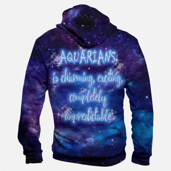 Horoscope Aquarius Hoodies - Pullover Black Hoodie