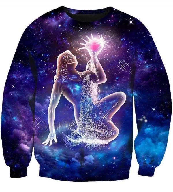 Horoscope Aquarius Hoodies - Pullover Black Hoodie