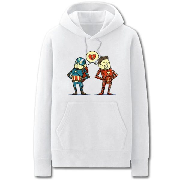 Iron Man and Captain America Hoodies - Solid Color IronMan and Captain America Cartoon Style Fleece Hoodie
