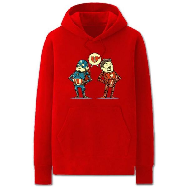 Iron Man and Captain America Hoodies - Solid Color IronMan and Captain America Cartoon Style Fleece Hoodie