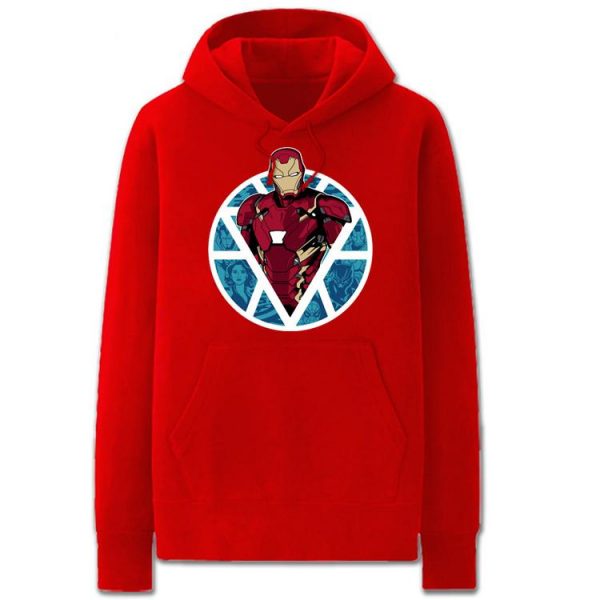 Iron Man Hoodies - Solid Color Super Hero Iron Man Icon Fleece Hoodie