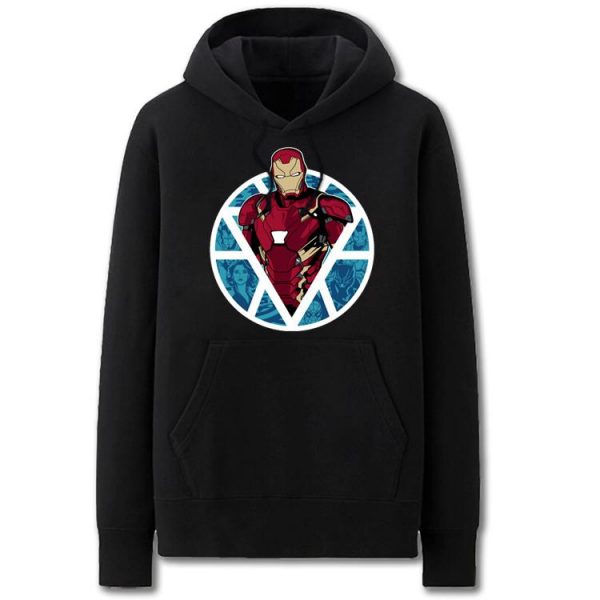 Iron Man Hoodies - Solid Color Super Hero Iron Man Icon Fleece Hoodie
