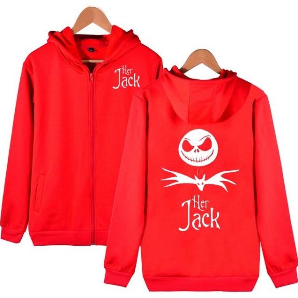 Jack and Sally Couple Zipper Hoodies Halloween The Nightmare Before Christmas Jackets