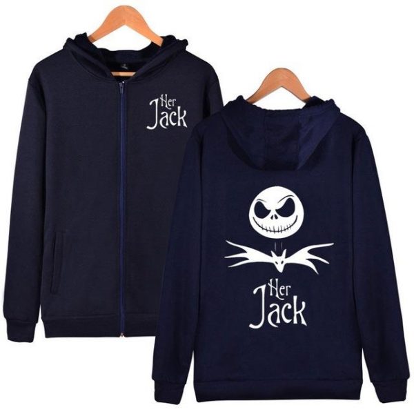 Jack and Sally Couple Zipper Hoodies Halloween The Nightmare Before Christmas Jackets