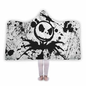 Jack Skellington Hooded Blankets - Jack Black and White Hooded Blanket