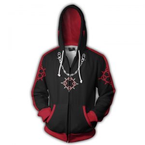 Kingdom Hearts Axel Hoodies - Zip Up Black-red Hoodie
