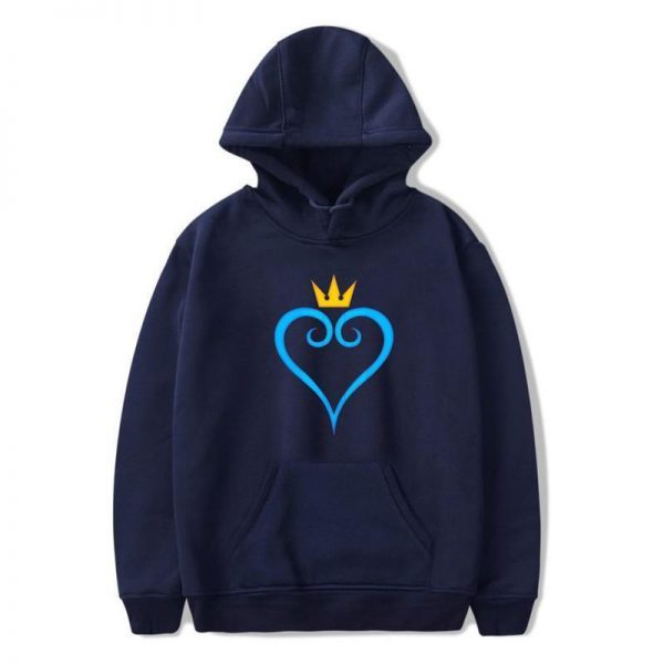 Kingdom Hearts Girls Crown and Blue Heart Printed Multicolor Hoodie