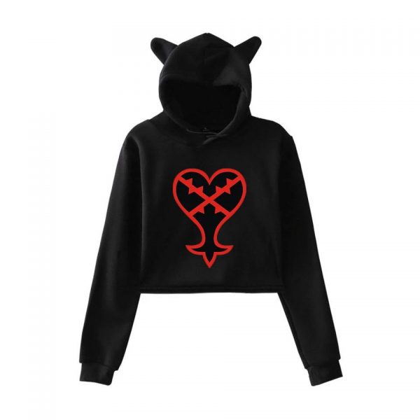 Kingdom Hearts Girls Printed Hearts Fashion Multicolor Short Hoodies