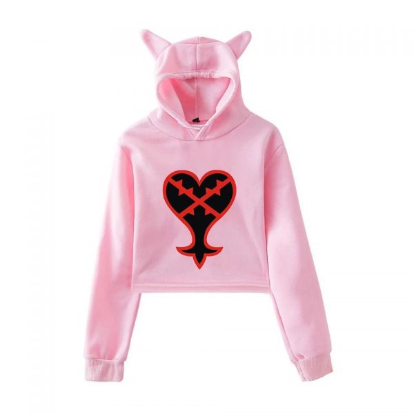 Kingdom Hearts Girls Printed Hearts Fashion Multicolor Short Hoodies